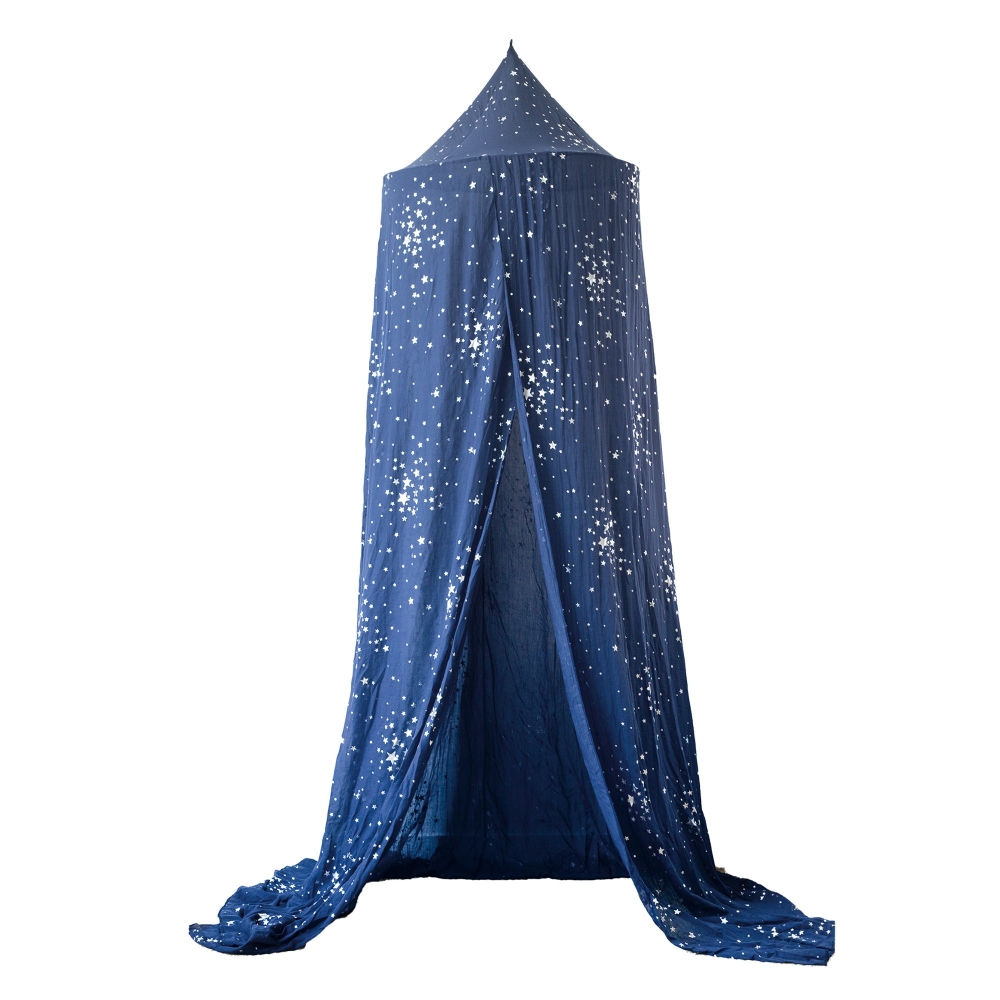 dossel de cama azul-marinho com estrelas dossel de cama azul-marinho com estrelas