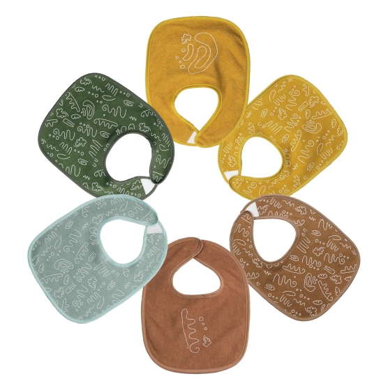 Set of 6 colorful bibs