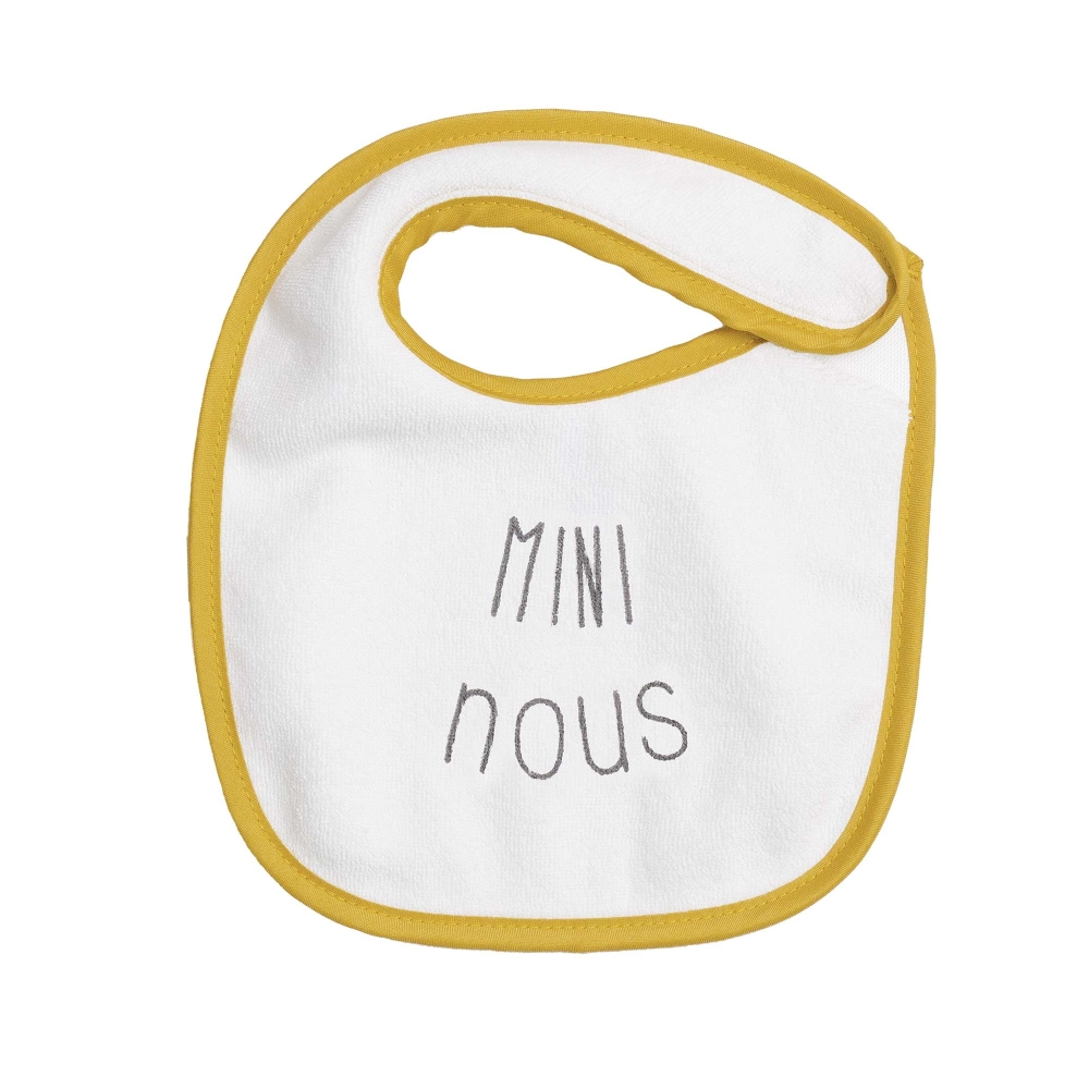 White and mustard baby bib Mini Nous