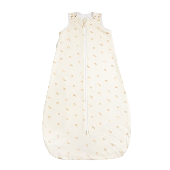 Off-white baby sleeping bag with leaf pattern
