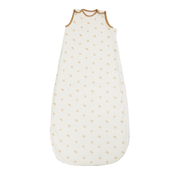 Adjustable off-white sleeping bag with leaf pattern