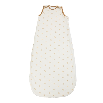 Adjustable off-white sleeping bag with leaf pattern
