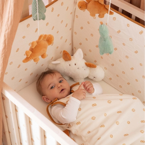 Saco de dormir ajustável em cru com padrão de folhas