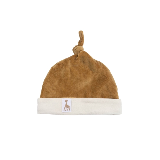 Gorro de bebé cor camel