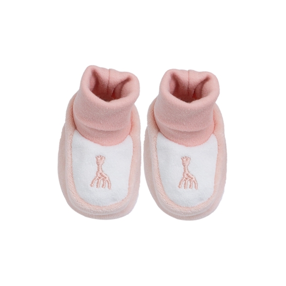 Pantufa cor-de-rosa com bordado rosa da girafa Sophie