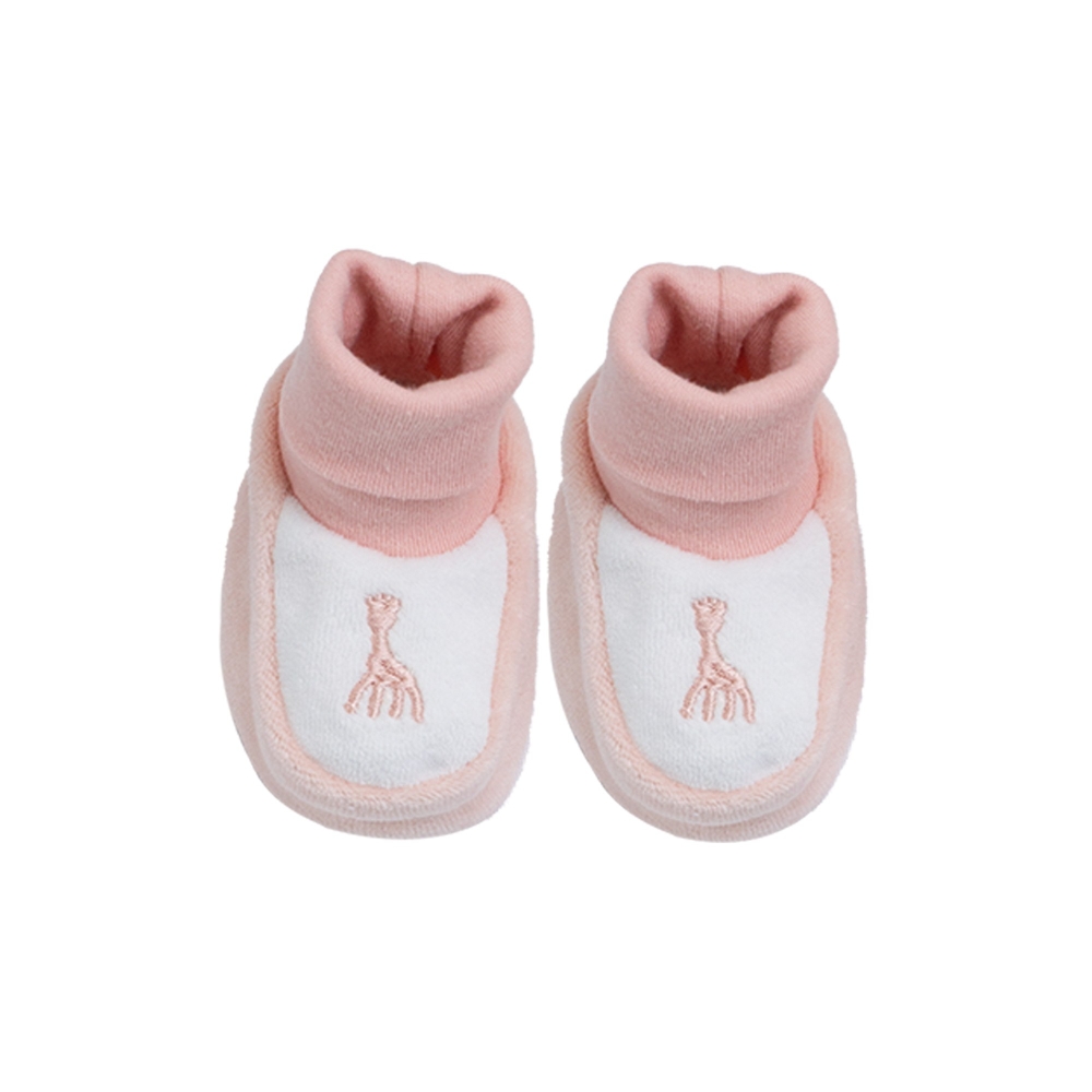 Pantufa cor-de-rosa com bordado rosa da girafa Sophie Pantufa cor-de-rosa com bordado rosa da girafa Sophie