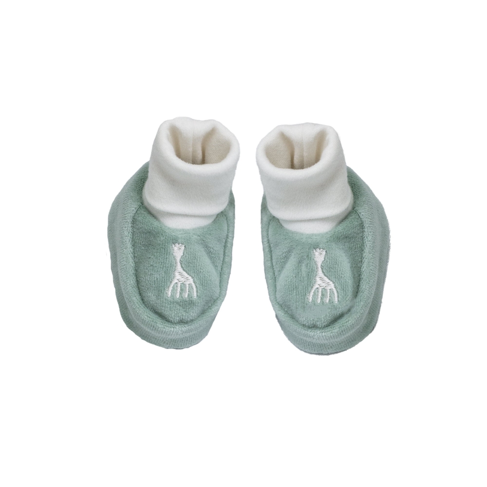 Olive green baby booties