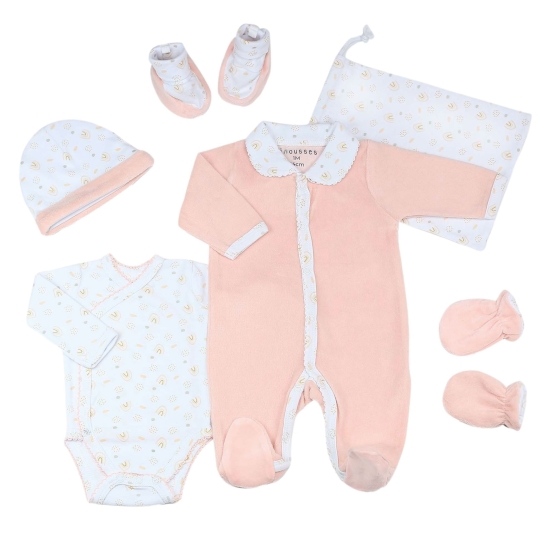 Erstlingsset Mädchen – Oeko-tex - Regenbogen (6-teilig) Kinousses - 1