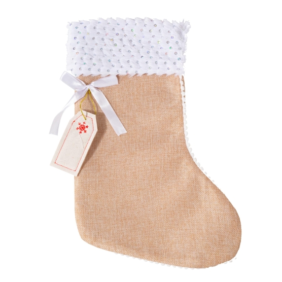 Bota de navidad de yute para bordar