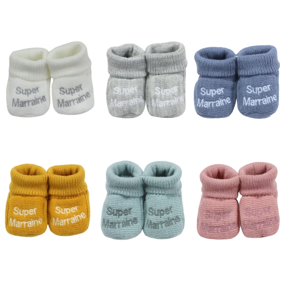 Newborn slippers - "Super Godfather / Super Godmother" Trois Kilos Sept - 1
