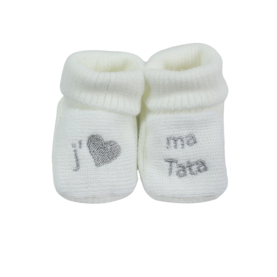 Chaussons naissance - "J'❤️ ma Tata" Trois Kilos Sept - 1