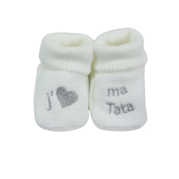 Geboorte slofjes - "J'❤️ ma Tata" Trois Kilos Sept - 2 Geboorte slofjes - "J'❤️ ma Tata" Trois Kilos Sept - 2