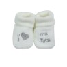 Newborn booties - "I ❤️ my Auntie" Trois Kilos Sept - 2 Newborn booties - "I ❤️ my Auntie" Trois Kilos Sept - 2
