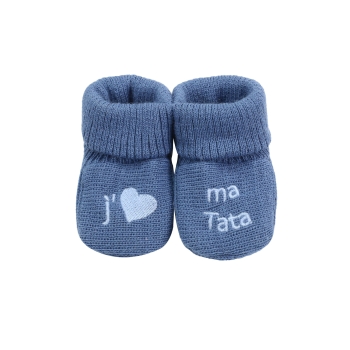 Newborn booties - "I ❤️ my Auntie" Trois Kilos Sept - 4 Newborn booties - "I ❤️ my Auntie" Trois Kilos Sept - 4