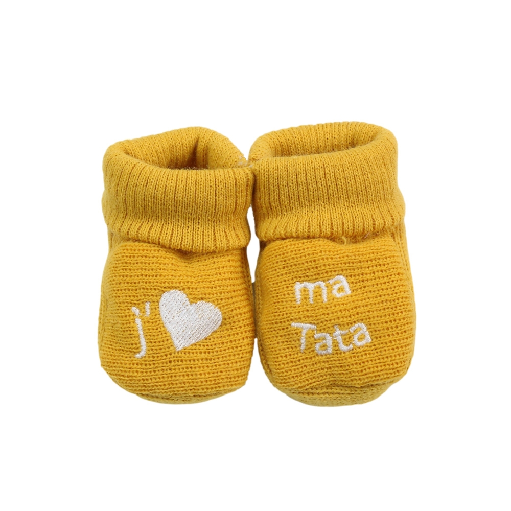 Newborn booties - "I ❤️ my Auntie" Trois Kilos Sept - 5 Newborn booties - "I ❤️ my Auntie" Trois Kilos Sept - 5