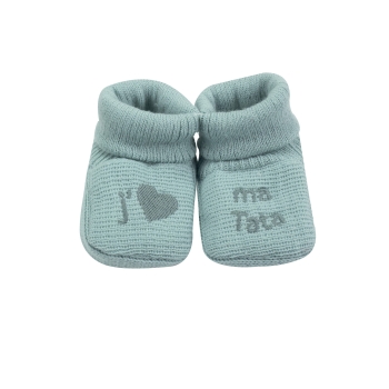 Newborn booties - "I ❤️ my Auntie" Trois Kilos Sept - 6 Newborn booties - "I ❤️ my Auntie" Trois Kilos Sept - 6