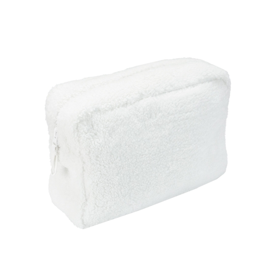 Neceser de aseo para bebé blanco de terciopelo con cremallera