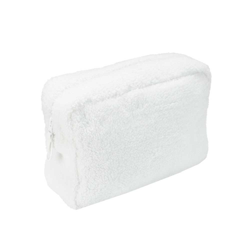 Bolsa de higiene branca para bebé em veludo com fecho de correr Bolsa de higiene branca para bebé em veludo com fecho de correr