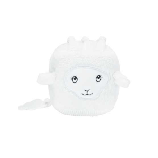 cube d'activités pour bébé de la collection Wooly en velours blanc