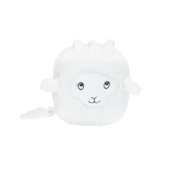 cube d'activités pour bébé de la collection Wooly en velours blanc