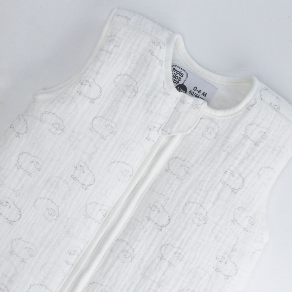 Zoom estampados y detalles saco de dormir nacimiento bebé