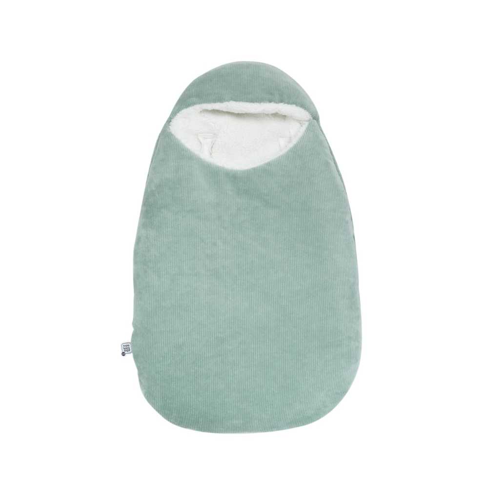 Saco de dormir para bebé verde-sálvia, visto de frente Saco de dormir para bebé verde-sálvia, visto de frente