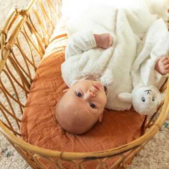 bebé no seu carrinho com o saco-cama branco dos 0 aos 6 meses bebé no seu carrinho com o saco-cama branco dos 0 aos 6 meses