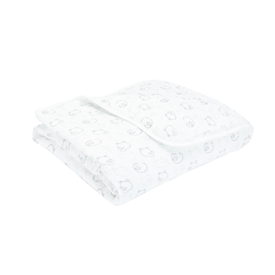 White cotton muslin baby blanket