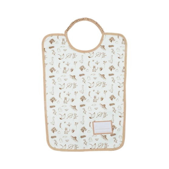 Set of 2 nursery bibs, beige and with beige patterns