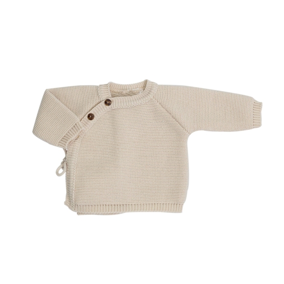 Strick-Wickeljacke für Babys in Sandfarbe