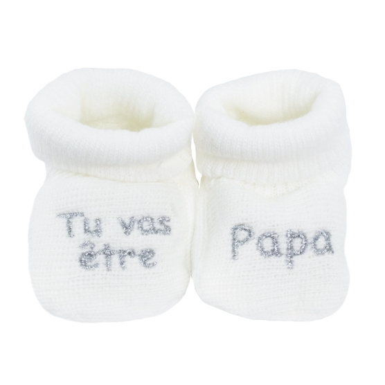 Scarpine neonato con ricamo "diventerai papà"