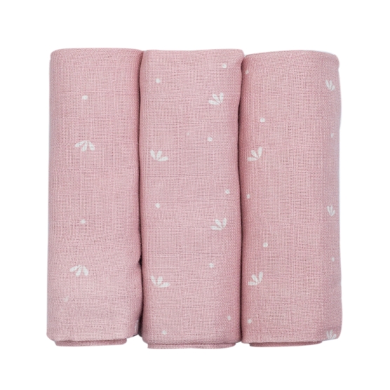 3 Pink Petal Swaddles 70x70 cm