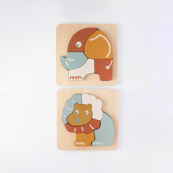 set of 2 wooden puzzles for baby