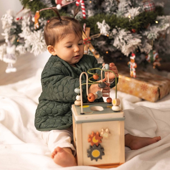 Cube d'activité bébé en bois