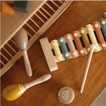 Conjunto de instrumentos musicais de madeira para bebé Conjunto de instrumentos musicais de madeira para bebé
