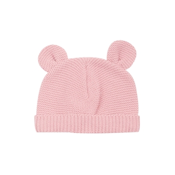 Gorro de punto rosa con orejas