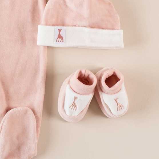 Pantufa cor-de-rosa com bordado rosa da girafa Sophie