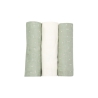 Conjunto de 3 fraldas de pano para bebé de 70x70 cm, em branco e verde-azeitona Conjunto de 3 fraldas de pano para bebé de 70x70 cm, em branco e verde-azeitona