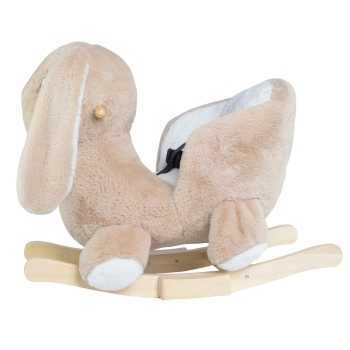 Baloiço para bebé em forma de coelho visto de perfil