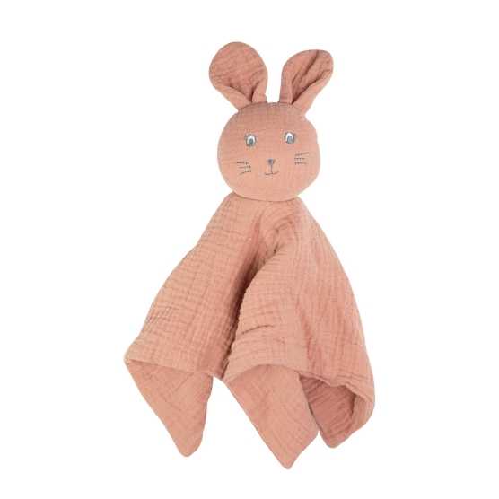 Doudou de musselina em forma de coelho, cor terra de Siena
