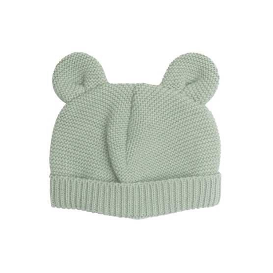 Gorro de malha com orelhas verde-azeitona