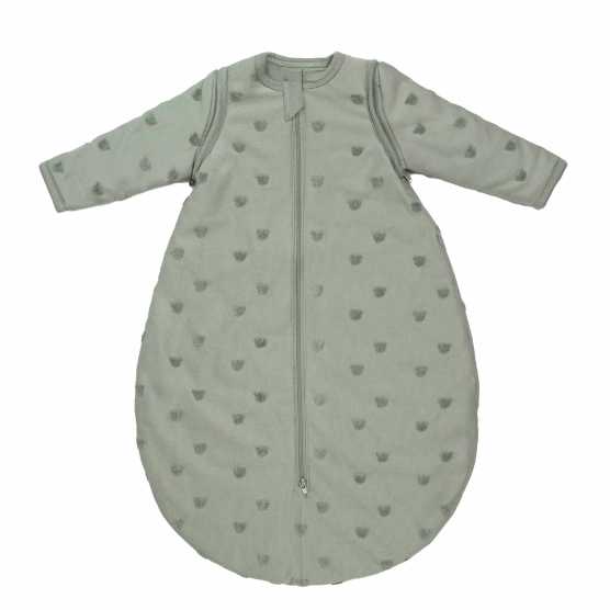 Saco-cama de bebé com mangas amovíveis em verde-argila