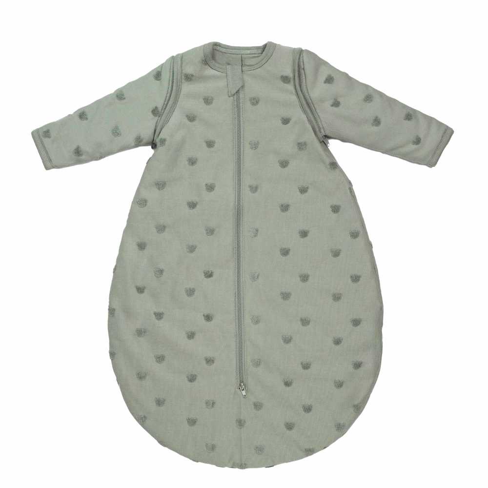 Saco-cama de bebé com mangas amovíveis em verde-argila Saco-cama de bebé com mangas amovíveis em verde-argila