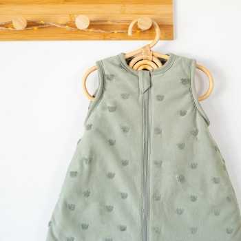 Saco-cama de jacquard com pormenor do fecho de correr