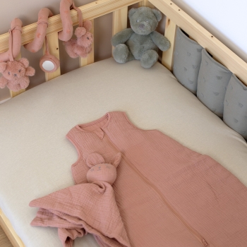 Baby bed with crib rail covers Baby bed with crib rail covers