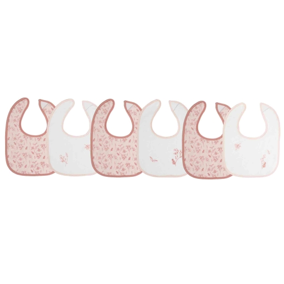 set of 6 pink and white floral bibs for newborns