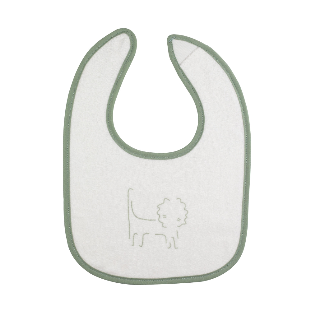 bib with lion pattern in beige