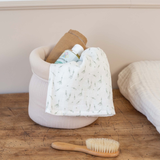 Set mit 3 Babywickeltüchern mit Weizenährenmotiv