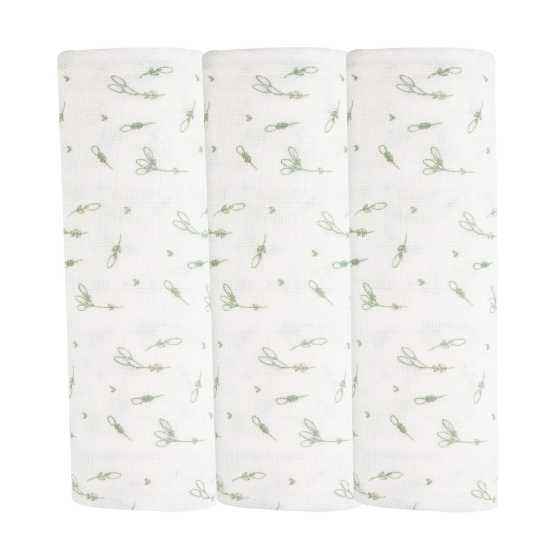 Conjunto de 3 fraldas de pano para bebé com motivos de espigas de trigo