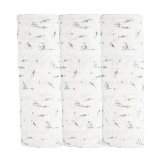 Set of 3 baby swaddles with wheat ear patterns